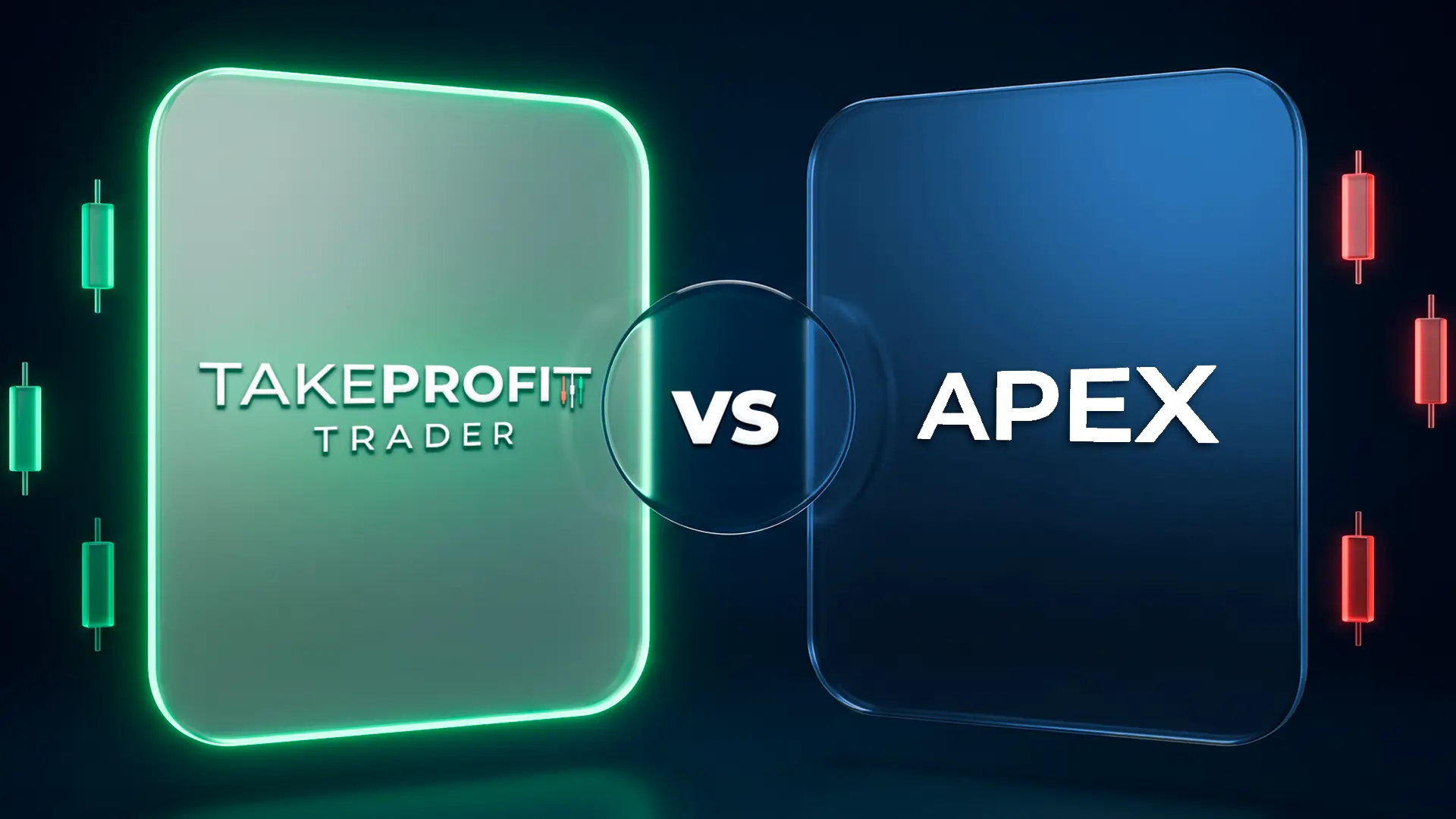 Take Profit Trader Vs Apex Trader Funding comparison graphic showing both futures prop firm logos side by side