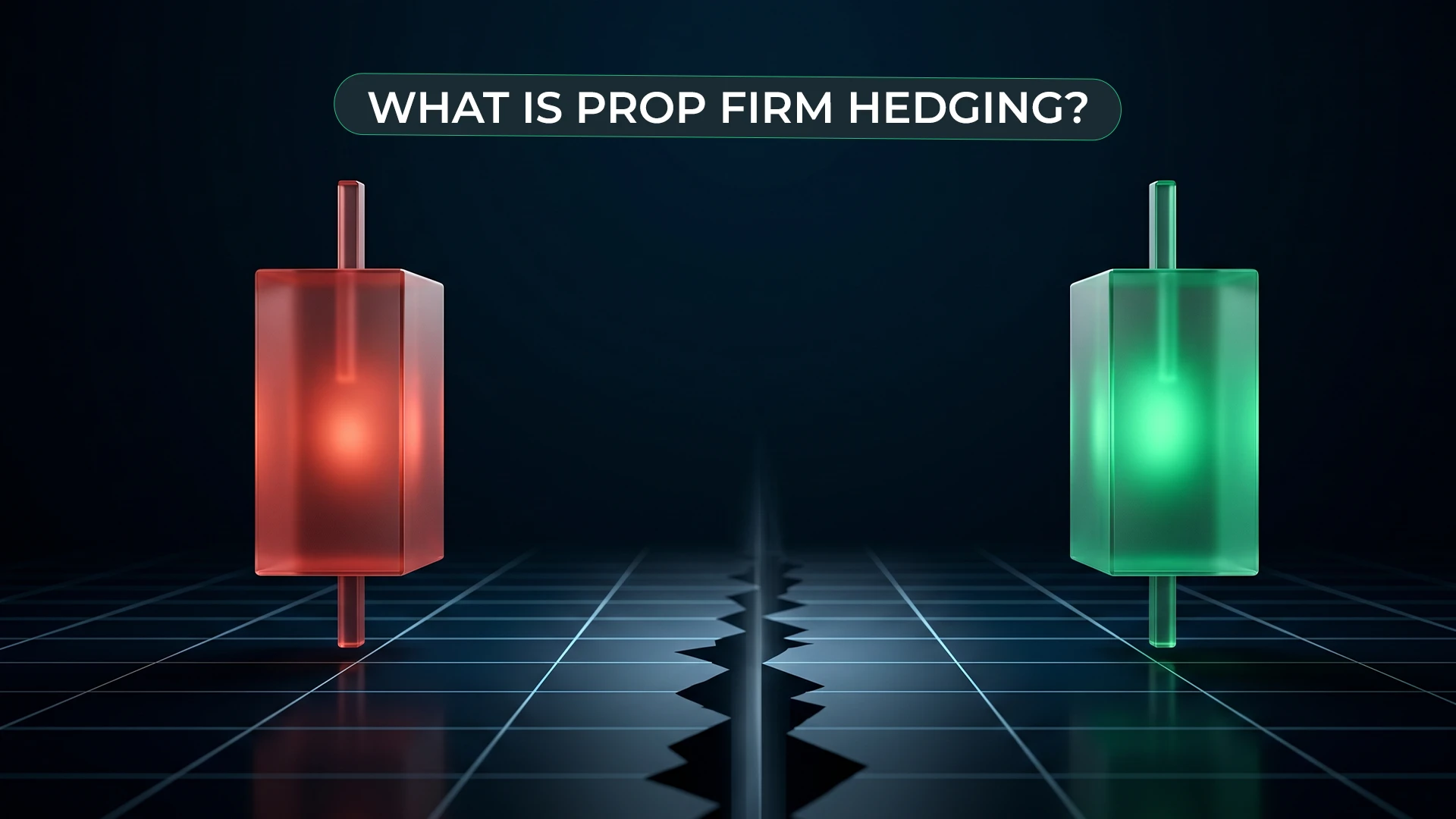 Illustration of opposing long and short positions in prop firm hedging.
